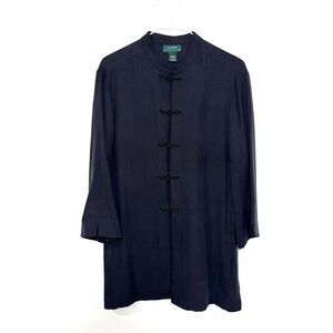 Lauren Ralph Lauren Oriental Style 100% Silk Tunic - Black L